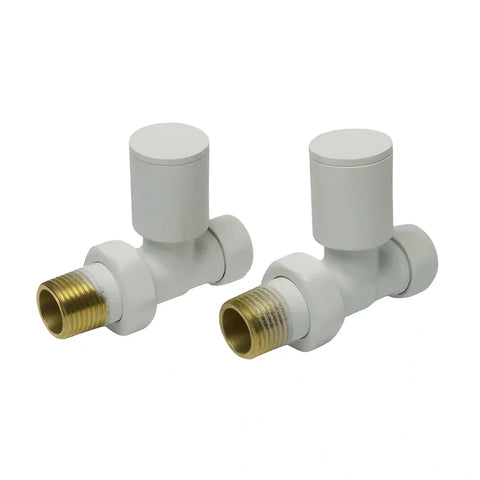 Válvula recta blanco para radiador toallero — par 1/2" BSP