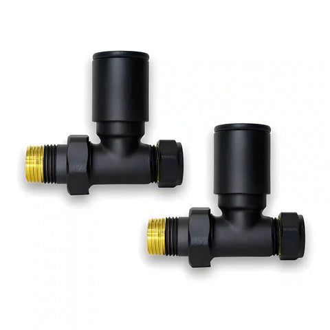 Válvula recta negro para radiador toallero — par 1/2" BSP