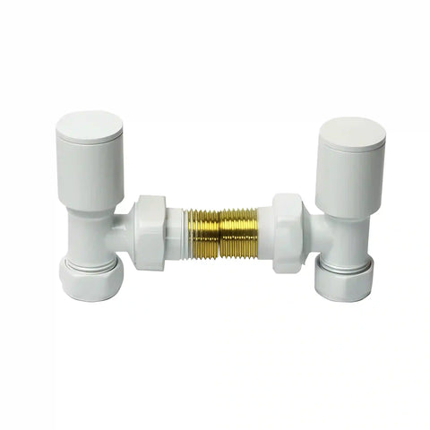 Válvula angular blanco para radiador toallero — par 1/2" BSP
