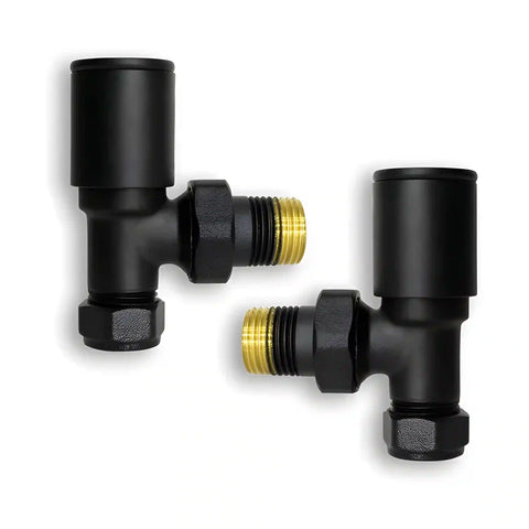 Válvula angular negro para radiador toallero — par 1/2" BSP