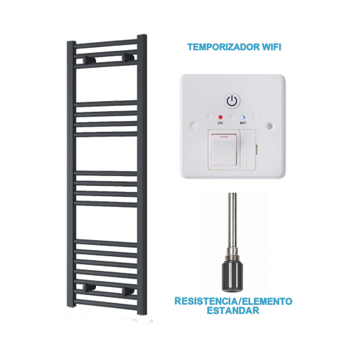 Radiador Toalheiro Elétrico Antracite 400 mm de Largura · Pré-cheio