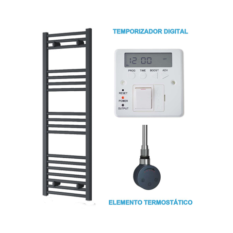 Radiador Toalheiro Elétrico Antracite 400 mm de Largura · Pré-cheio