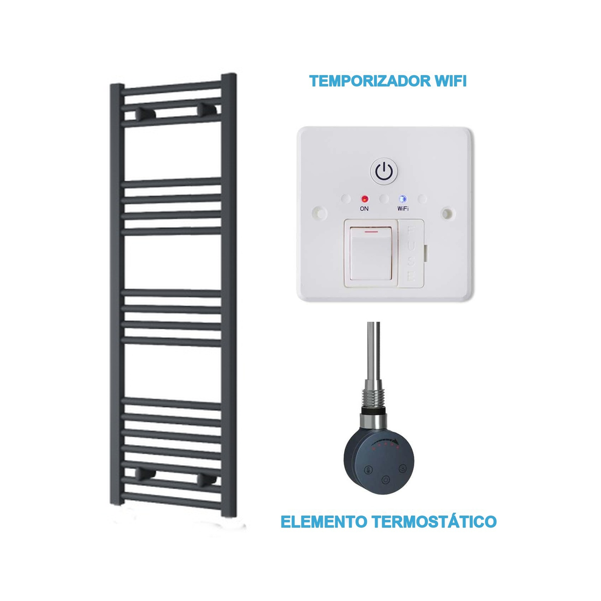 Radiador Toalheiro Elétrico Antracite 400 mm de Largura · Pré-cheio
