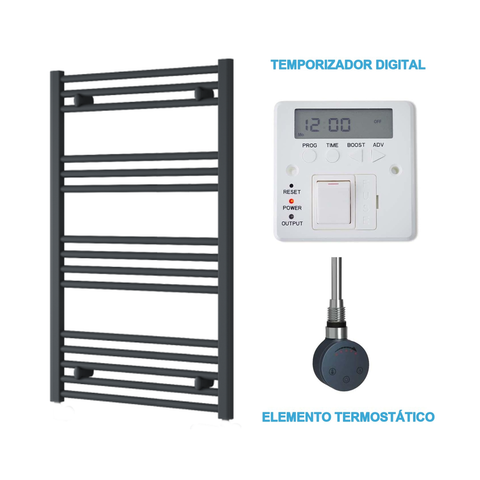 Radiador Toalheiro Elétrico Antracite 600 mm de Largura · Pré-cheio