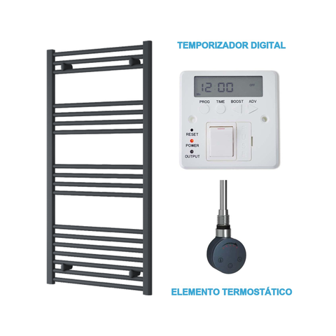 Radiador Toalheiro Elétrico Antracite 600 mm de Largura · Pré-cheio