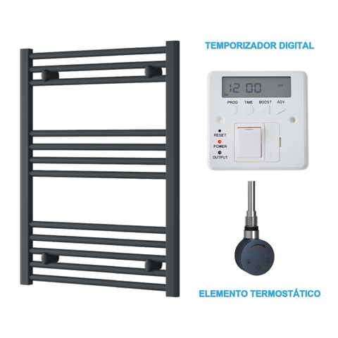 Radiador Toalheiro Elétrico Antracite 600 mm de Largura · Pré-cheio
