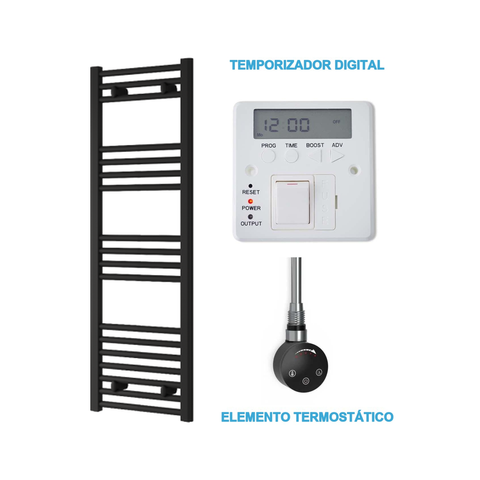 Radiador Toalheiro Elétrico Preto 400 mm de Largura · Pré-cheio