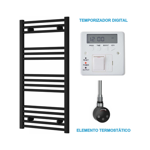 Radiador Toalheiro Elétrico Preto 500 mm de Largura · Pré-cheio