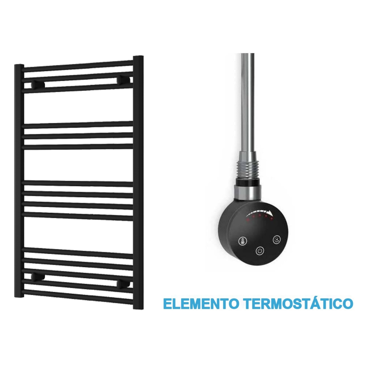 Radiador Toalheiro Elétrico Preto 600 mm de Largura · Pré-cheio