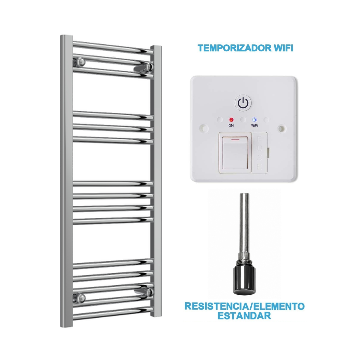 Radiador Toalheiro Elétrico Cromado 400 mm de Largura · Pré-cheio