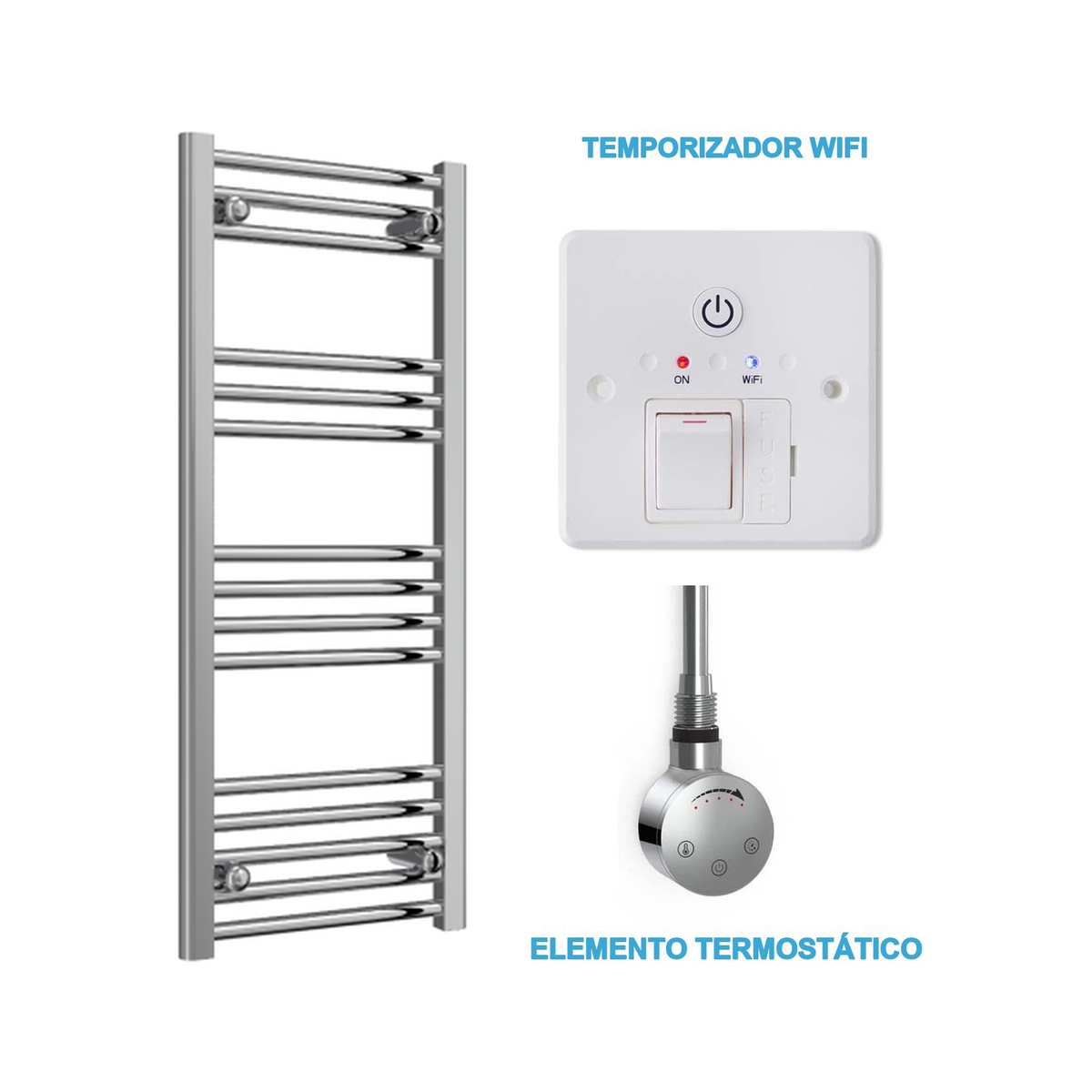 Radiador Toalheiro Elétrico Cromado 400 mm de Largura · Pré-cheio