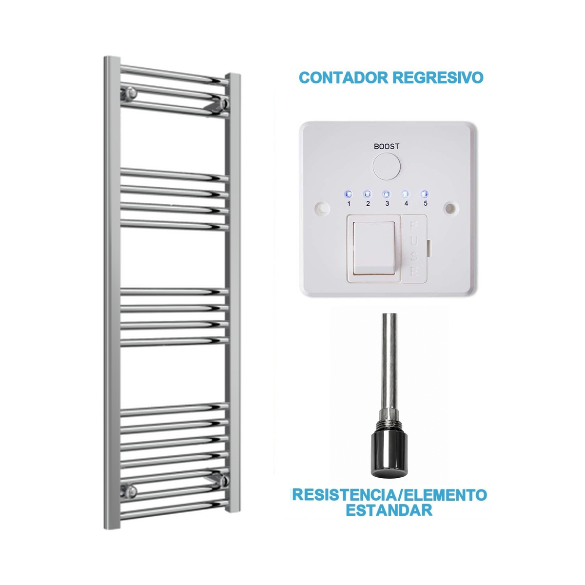 Radiador Toalheiro Elétrico Cromado 400 mm de Largura · Pré-cheio