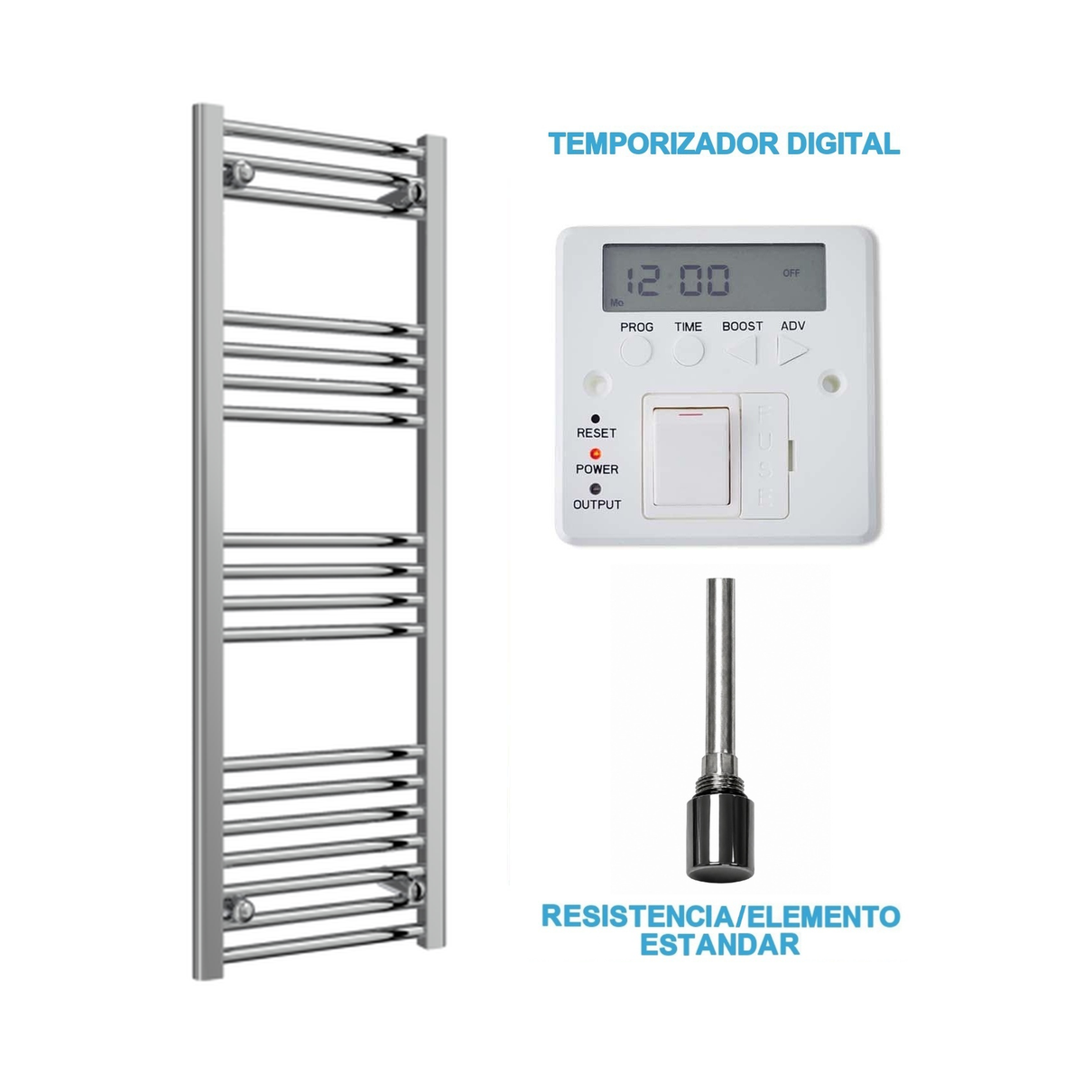 Radiador Toalheiro Elétrico Cromado 400 mm de Largura · Pré-cheio