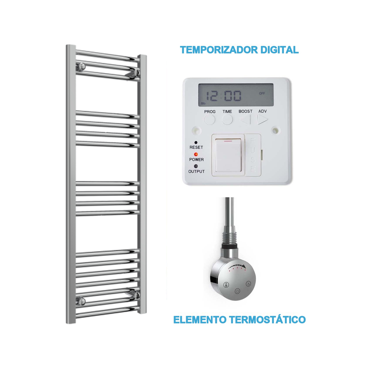Radiador Toalheiro Elétrico Cromado 400 mm de Largura · Pré-cheio