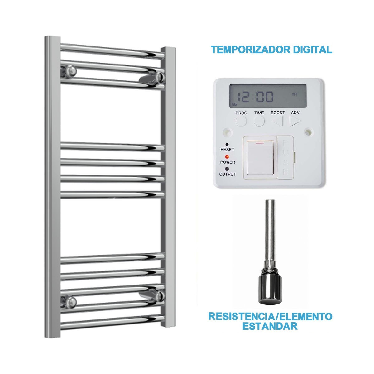 Radiador Toalheiro Elétrico Cromado 400 mm de Largura · Pré-cheio