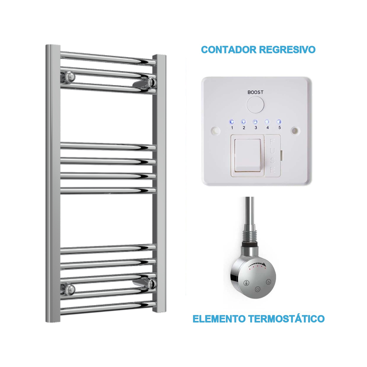 Radiador Toalheiro Elétrico Cromado 400 mm de Largura · Pré-cheio