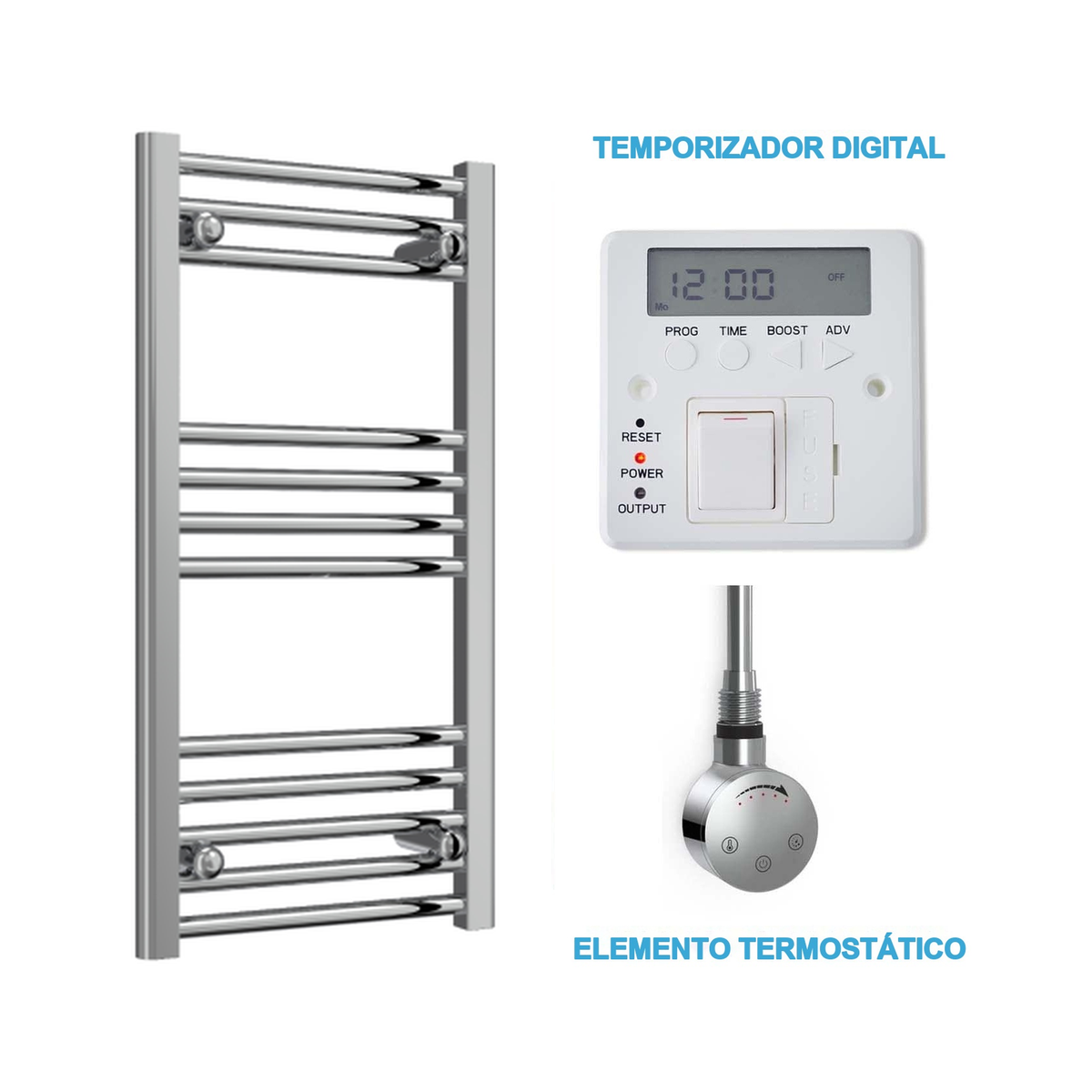 Radiador Toalheiro Elétrico Cromado 400 mm de Largura · Pré-cheio
