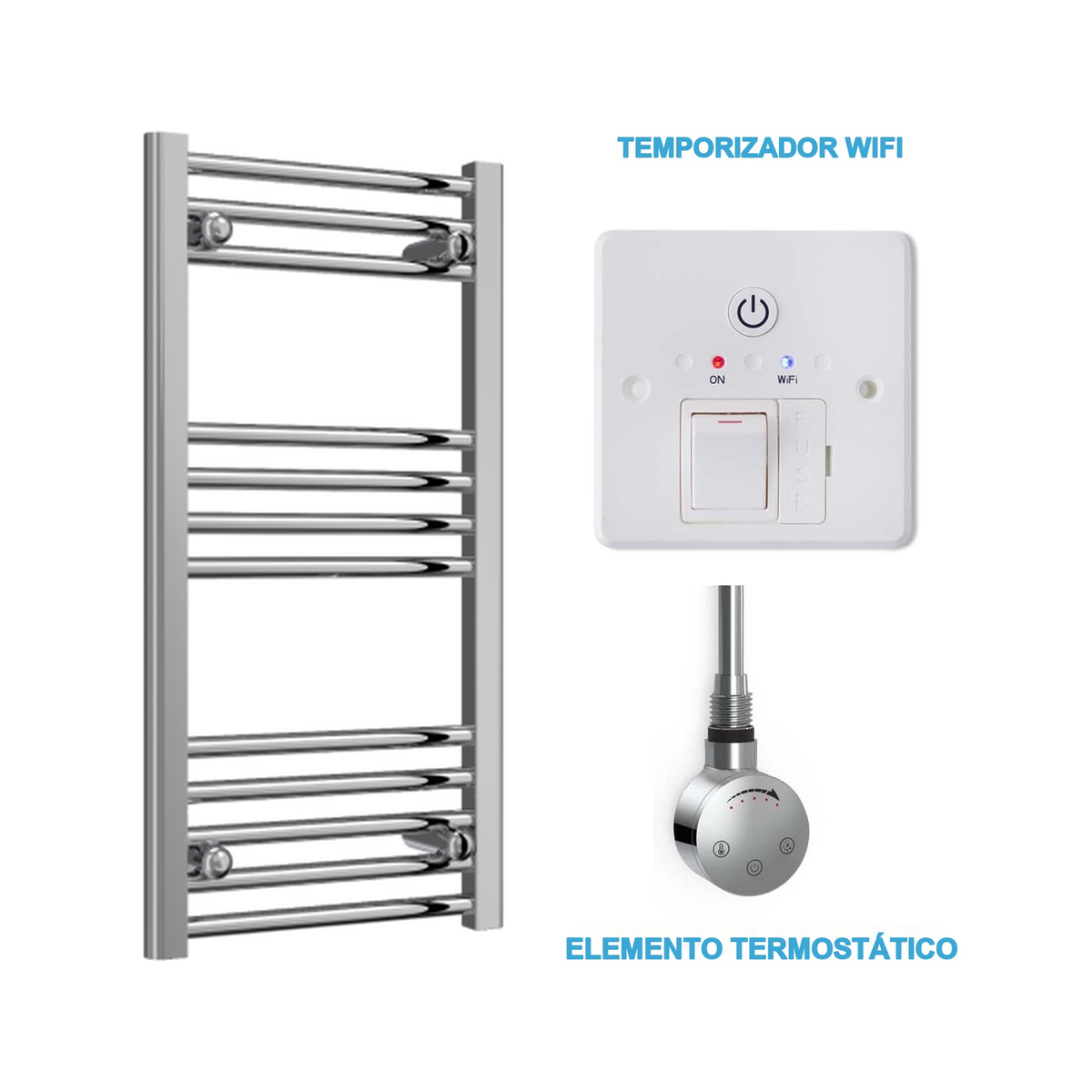 Radiador Toalheiro Elétrico Cromado 400 mm de Largura · Pré-cheio
