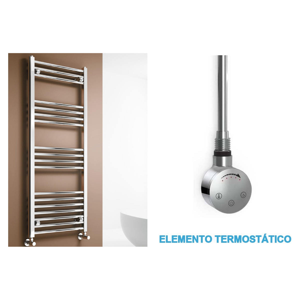 Radiador Toalheiro Elétrico Cromado 500 mm de Largura · Pré-cheio