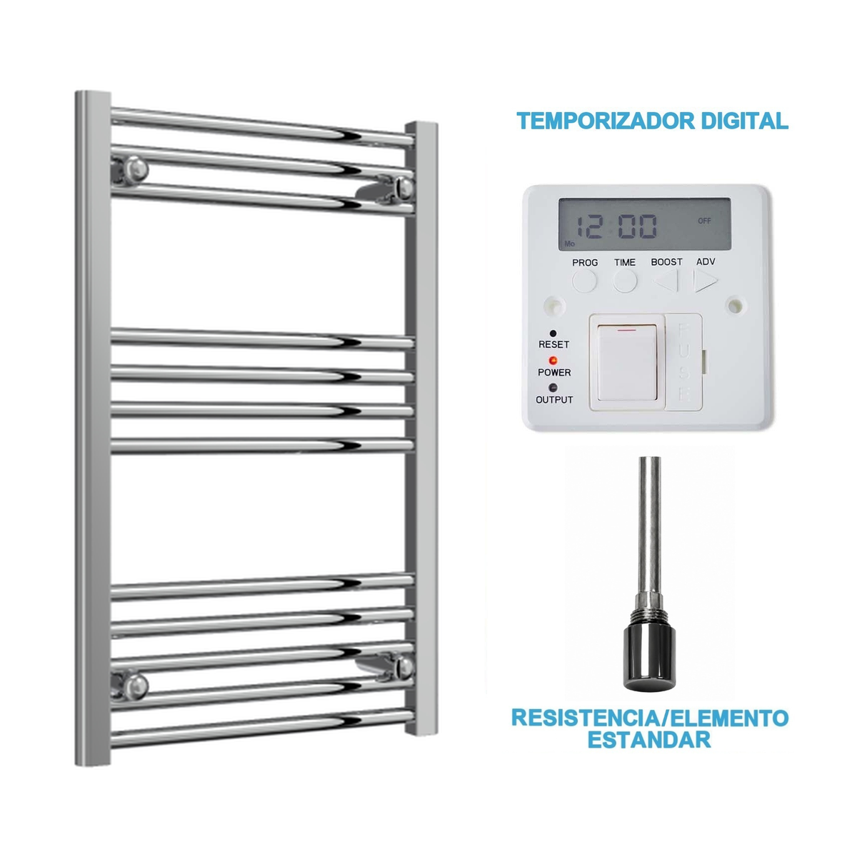 Radiador Toalheiro Elétrico Cromado 500 mm de Largura · Pré-cheio