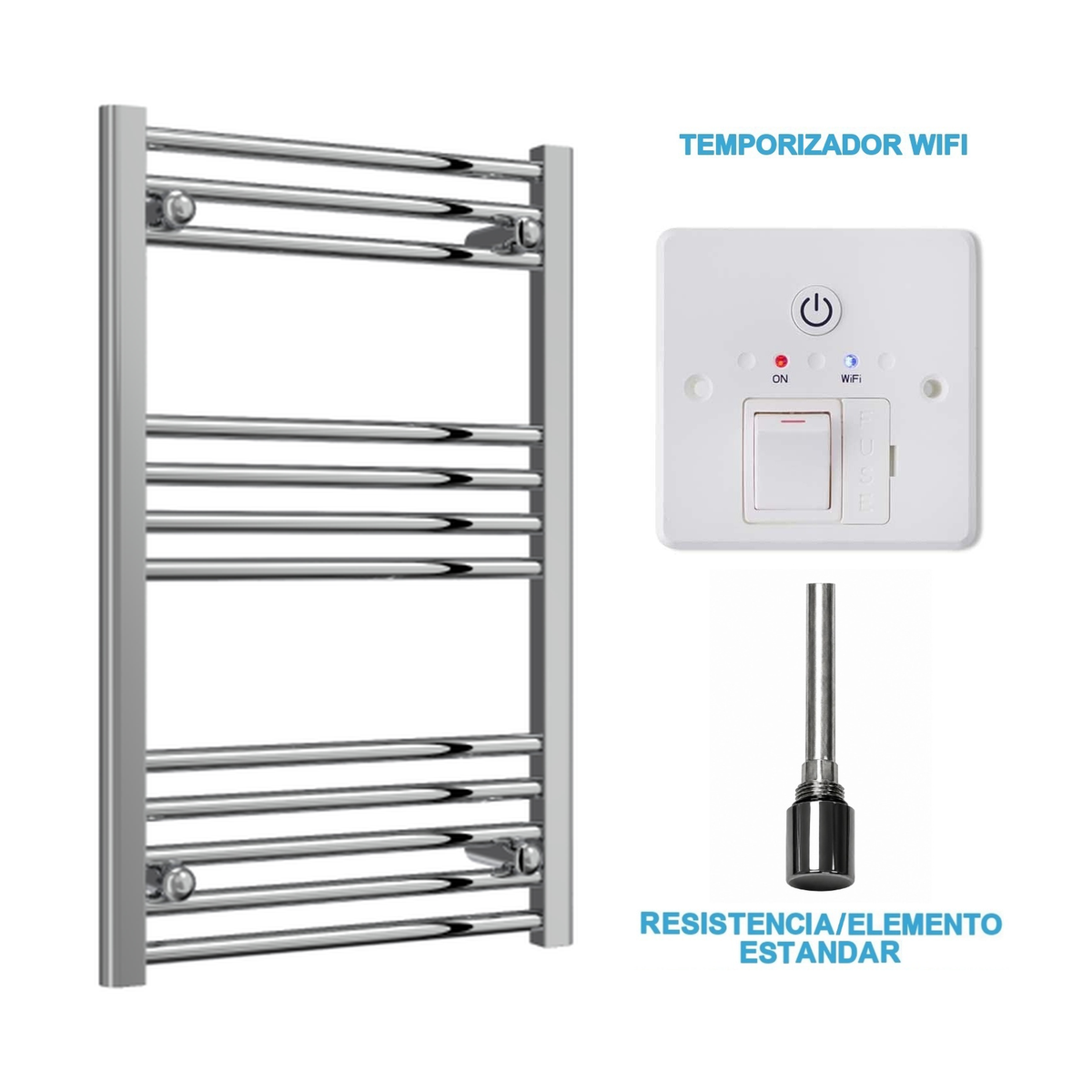 Radiador Toalheiro Elétrico Cromado 500 mm de Largura · Pré-cheio