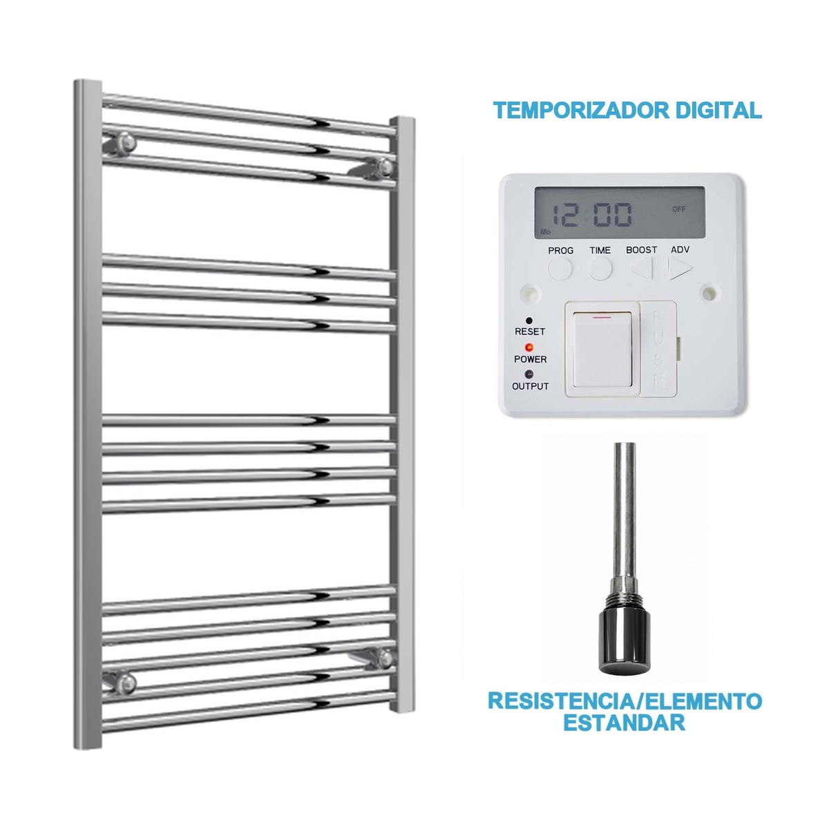 Radiador Toalheiro Elétrico Cromado 600 mm de Largura · Pré-cheio