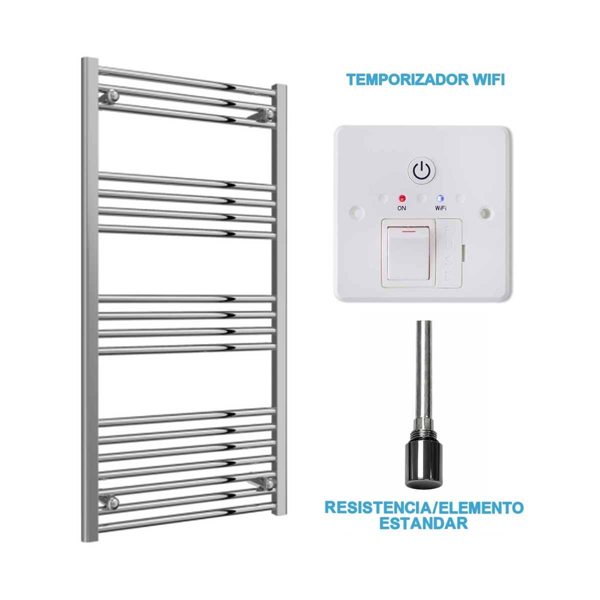 Radiador Toalheiro Elétrico Cromado 600 mm de Largura · Pré-cheio