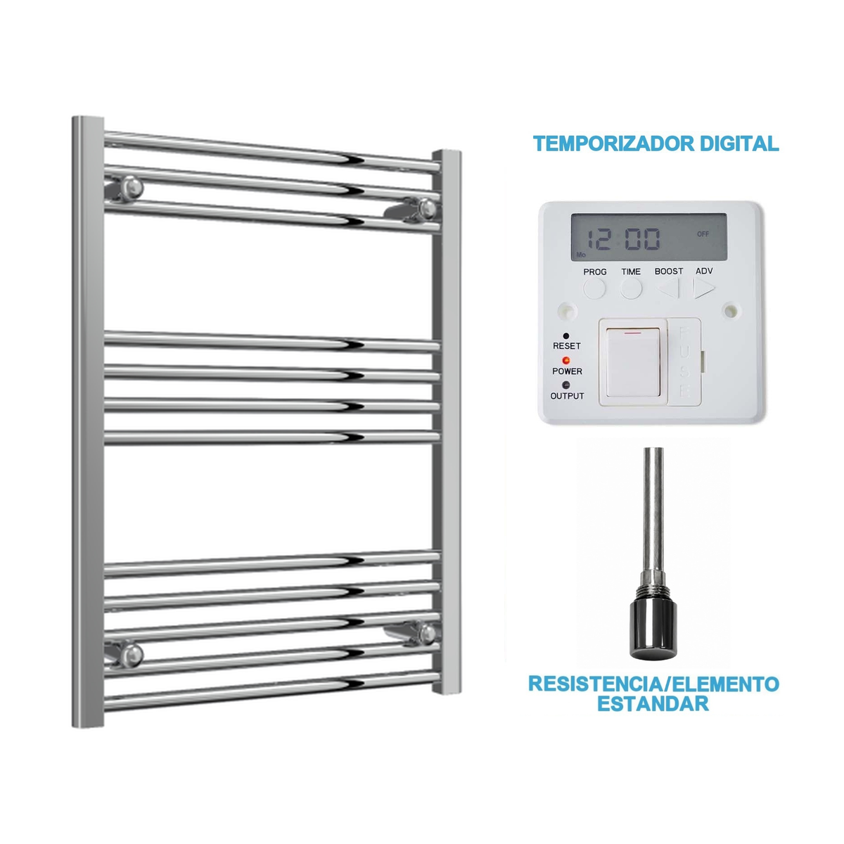 Radiador Toalheiro Elétrico Cromado 600 mm de Largura · Pré-cheio