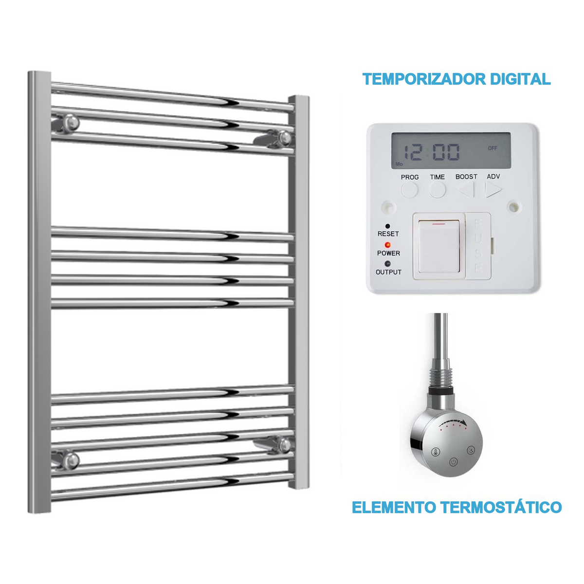 Radiador Toalheiro Elétrico Cromado 600 mm de Largura · Pré-cheio