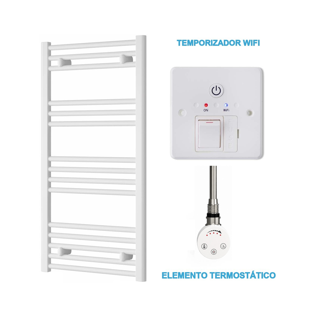 Radiador Toalheiro Elétrico Branco 500 mm de Largura · Pré-cheio