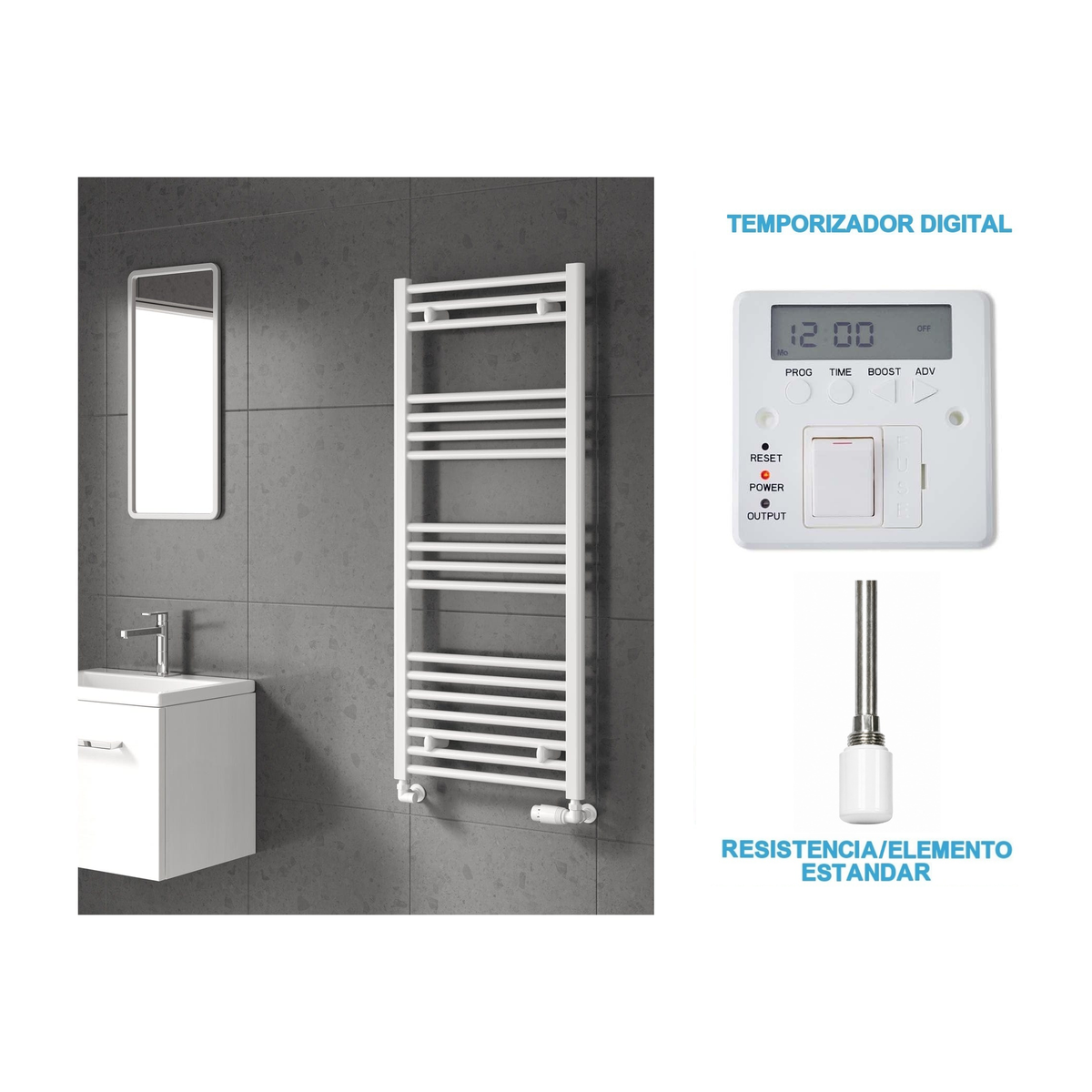 Radiador Toalheiro Elétrico Branco 500 mm de Largura · Pré-cheio