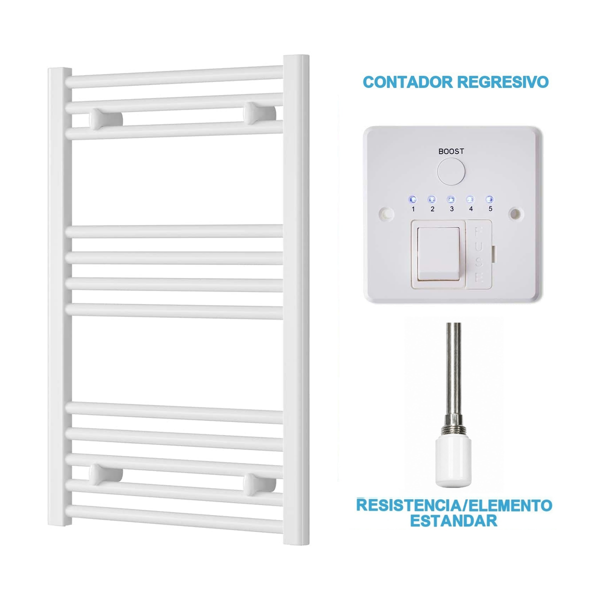 Radiador Toalheiro Elétrico Branco 500 mm de Largura · Pré-cheio