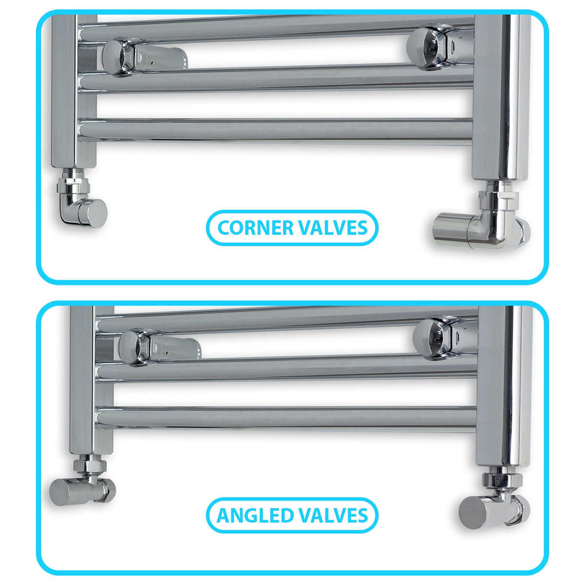 Radiador Toallas Cromo 300mm de Ancho Calefacción Central - detalle de válvula
