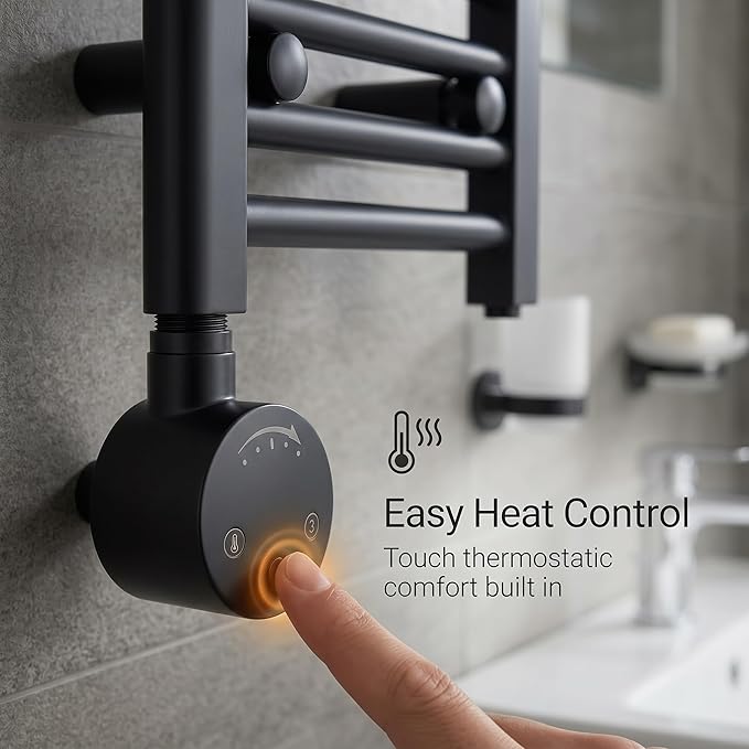 Radiador Toalheiro Elétrico Preto 400 mm de Largura · Pré-cheio