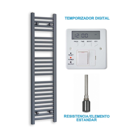 Radiador Toalheiro Elétrico Antracite 300 mm de Largura · Pré-cheio