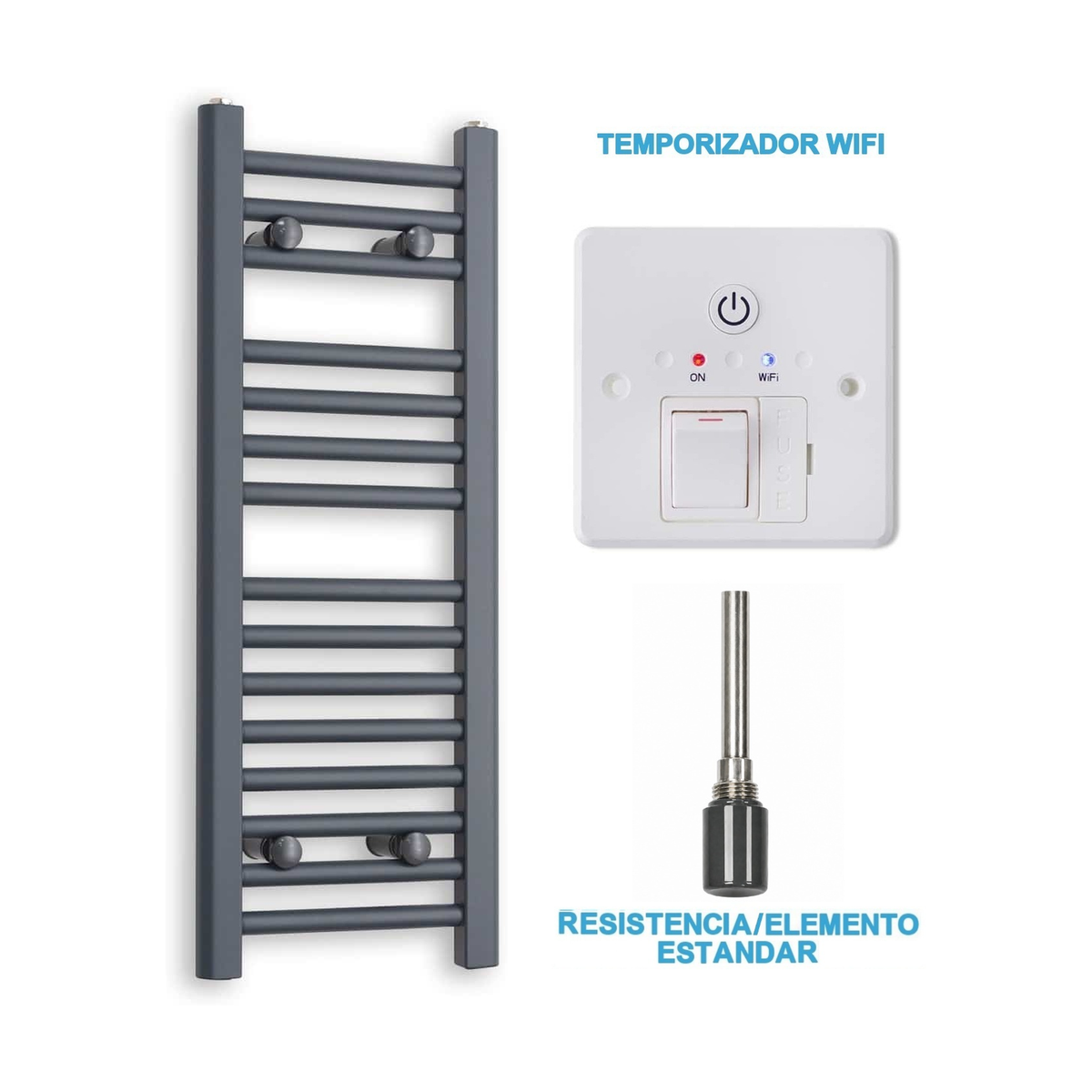Radiador Toalheiro Elétrico Antracite 300 mm de Largura · Pré-cheio