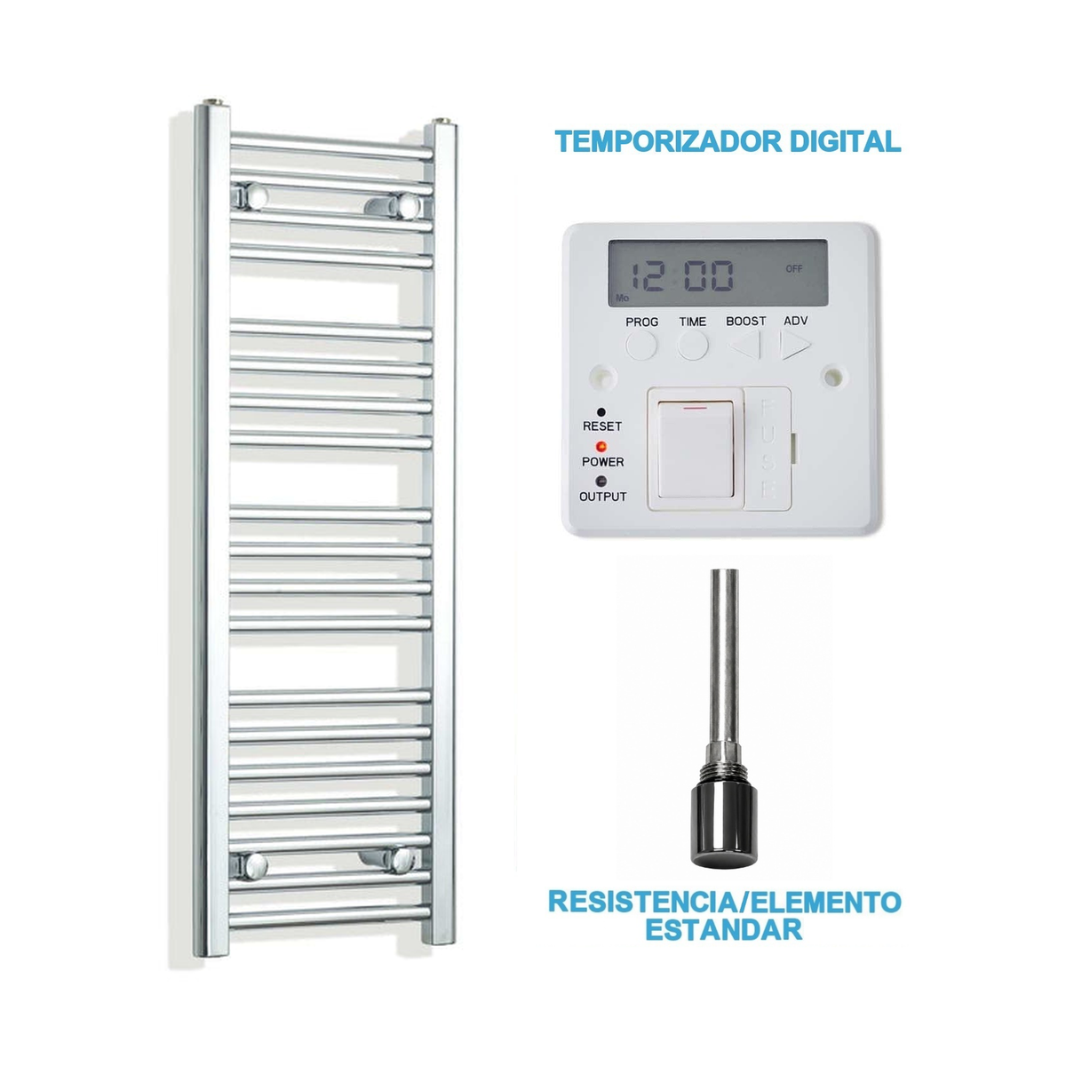 Radiador Toalheiro Elétrico Cromado 300 mm de Largura · Pré-cheio