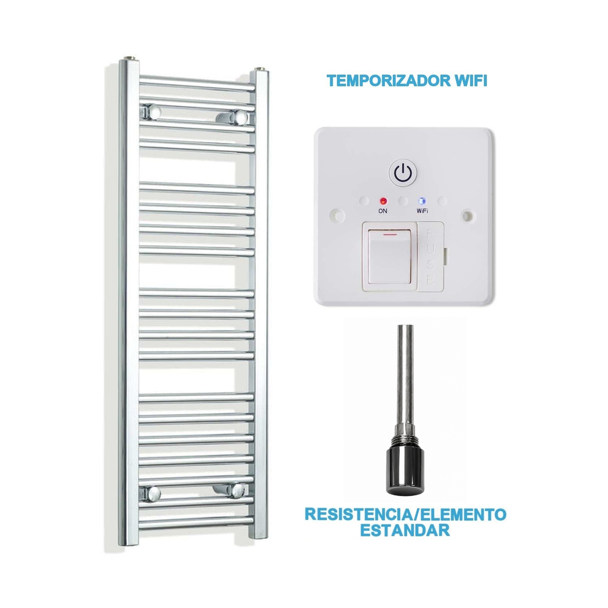 Radiador Toalheiro Elétrico Cromado 300 mm de Largura · Pré-cheio