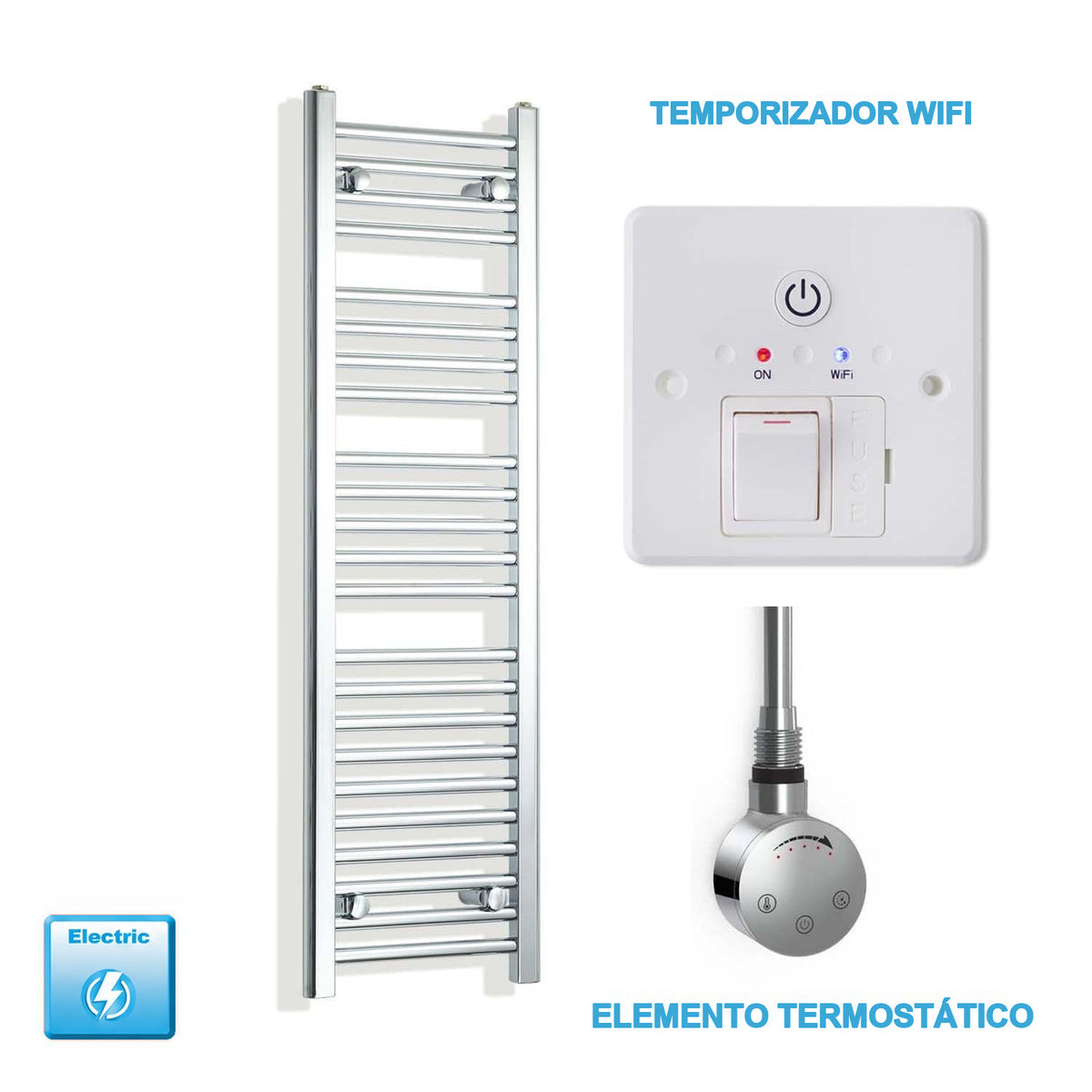 Radiador Toalheiro Elétrico Cromado 300 mm de Largura · Pré-cheio