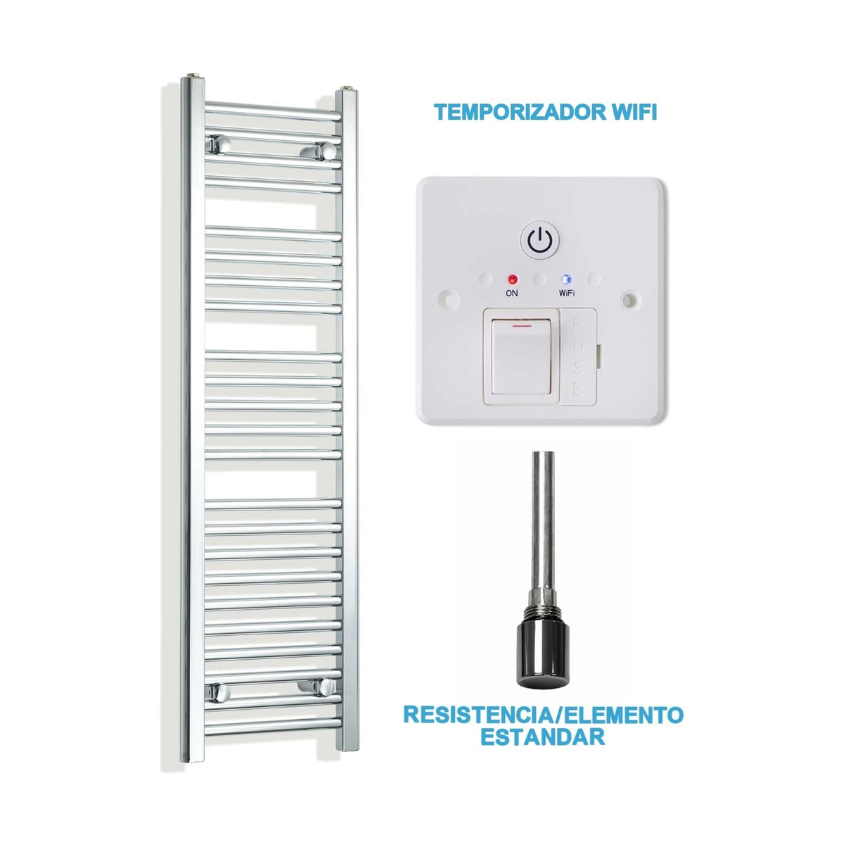 Radiador Toalheiro Elétrico Cromado 300 mm de Largura · Pré-cheio