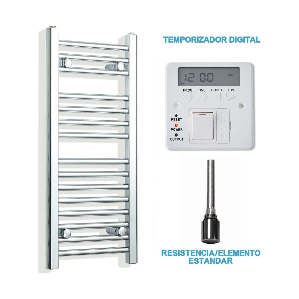 Radiador Toalheiro Elétrico Cromado 300 mm de Largura · Pré-cheio