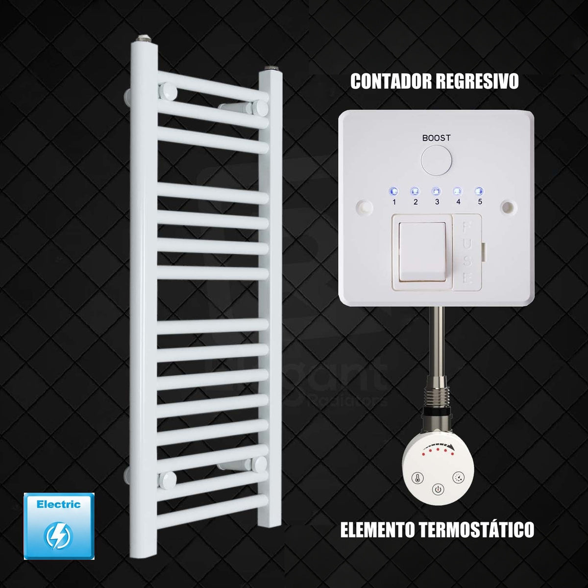 Radiador Toalheiro Elétrico Branco 300 mm de Largura · Pré-cheio